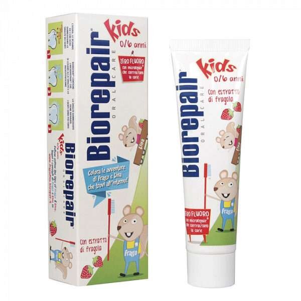 Детская зубная паста Biorepair Kids со вкусом земляники (от 0 до 6 лет)